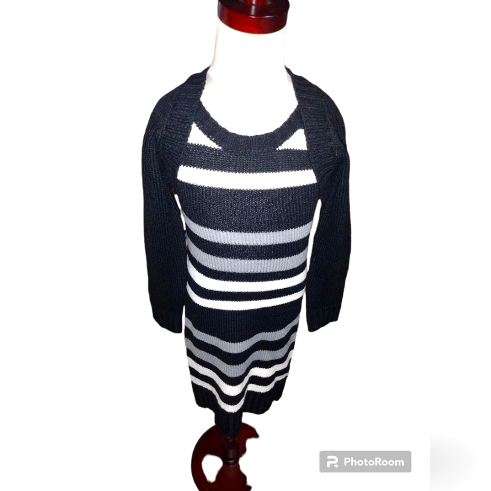 🆕️BE JING Girls Striped Long Sleeve One Piece Sweater Dress Sz 5/6T NWT